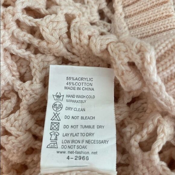 NET Ladies Peach Open Crochet Knit Peach Sweater Size: S - Picture 7 of 8